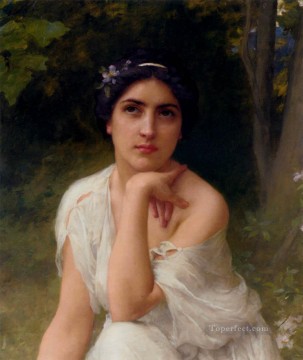 realistic Oil Painting - Pensive realistic girl portraits Charles Amable Lenoir
